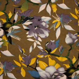 Viscose Jersey Fabric | Flowers Olive