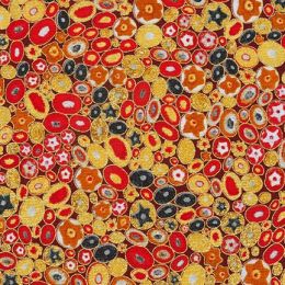 Metallic Robert Kaufman Fabric | Gustav Klimt - Jewel Red