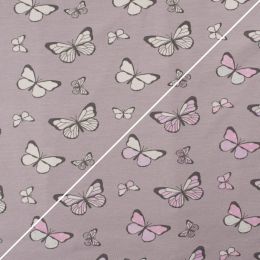 Light Reactive Jersey Fabric | Butterflies Lilac
