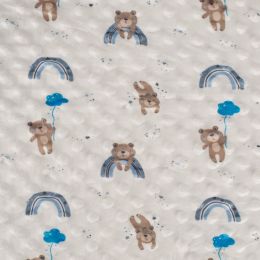 Premium Dimple Fleece Print | Bears & Rainbows Blue