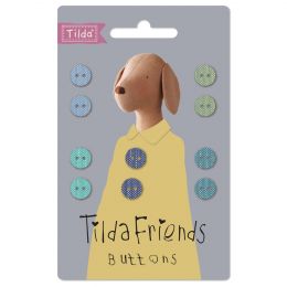 Tilda Chambray Fabric Covered Buttons - Cools - 9mm Pack of 10