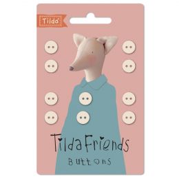 Tilda Chambray Fabric Covered Buttons - Neutrals - 9mm Pack of 10