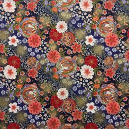Japanese Uraka Fabric | Floral Blue