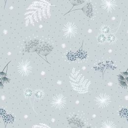 Secret Winter Garden Fabric | Frosted Garden Light Grey With Pearl