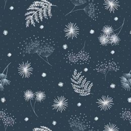 Secret Winter Garden Fabric | Frosted Garden Dark Navy With Pearl