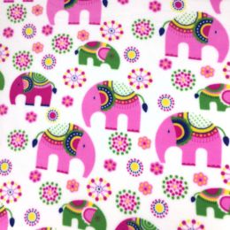 Printed Anti Pil Polar Fleece | Floral Elephant