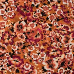 Viscose Chally Fabric | Abstract Floral Terracotta