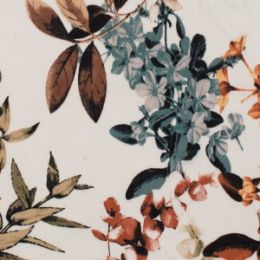 Cotton Sateen Stretch Print - Dressweight | Flowers Brown