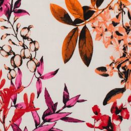 Cotton Sateen Stretch Print - Dressweight | Flowers Red
