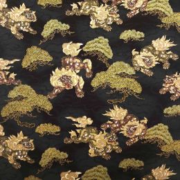 Japanese Sakana Fabric | Komainu Black