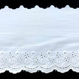 Premium Egyptian Cotton Broderie Anglaise Lace - Wide Width - White