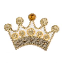 Crown Gem Gold Motif - Iron or Sew On
