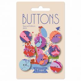 Bloomsville Tilda Fabric Covered Buttons - Abloom 18mm, 8 pcs Blue/Red