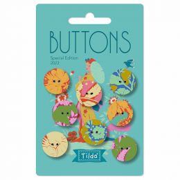 Bloomsville Tilda Fabric Covered Buttons - Abloom 18mm, 8 pcs Yellow/Teal