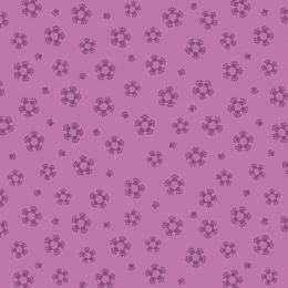 Paws & Claws Lewis & Irene Fabric | Paw Flowers On Purple