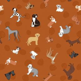 Paws & Claws Lewis & Irene Fabric | Dogs On Tan