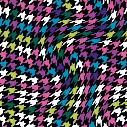 Soft Shell Fleece Fabric | Houndstooth Swirl - Multi