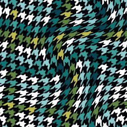 Soft Shell Fleece Fabric | Houndstooth Swirl - Green