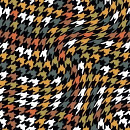 Soft Shell Fleece Fabric | Houndstooth Swirl - Rich Ochre
