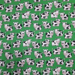 Cotton Print Fabric | Cows Green