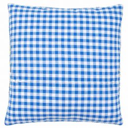 Cotton Gingham Cushion Back With Zipper - Blue | Multiple Sizes