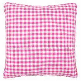 Cotton Gingham Cushion Back With Zipper - Pink | Multiple Sizes