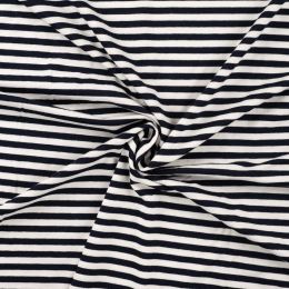 Viscose Jersey Fabric | Classic Stripe Navy - 5mm