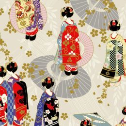 Japanese Horo Fabric | Cream Metallic