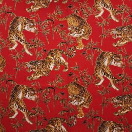 Japanese Taigasu Fabric | Red Meatallic