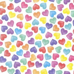 Extra Wide Fabric | Hearts White