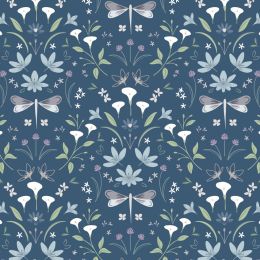 Cassandra Connolly Water Garden Fabric | Graceful Reflections Nacy Blue