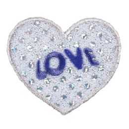 Motif - Sequin Love Heart Silver