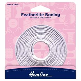 8mm Cotton Covered Polyester Boning - Featherlite | White
