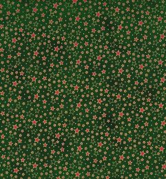 Stitch It Metallic Christmas Fabric | Multi Star Green