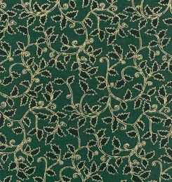 Stitch It Metallic Christmas Fabric | Holly Branch Green