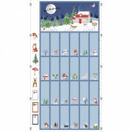Christmas Eve Fabric | Advent Panel Blue