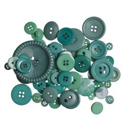 Craft & General Purpose Buttons | Assorted Green, 50g