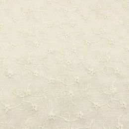 Cotton Voile Floral Embroidery Fabric | Ivory