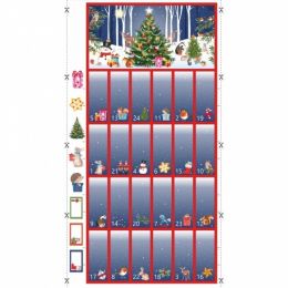 Woodland Christmas Fabric | Advent Panel Red