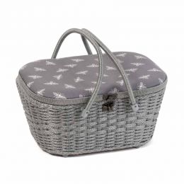 Sewing Box: Wicker Basket: Grey Bees