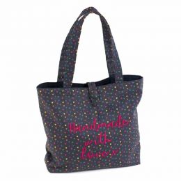 Craft Bag: Shoulder Tote: Embroidered Slogan: Hearts