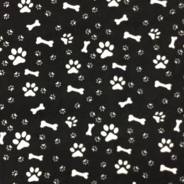Printed AntiPil Polar Fleece | Paws & Bones Black