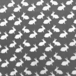 Printed Anti Pil Polar Fleece | Bunny Rabbit Grey