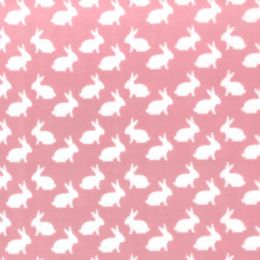 Printed Anti Pil Polar Fleece | Bunny Rabbit Pink