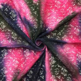 Cotton Lace Batik Fabric | Pink/Navy