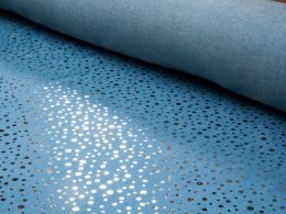 Sparkling Chambray Fabric | Gold Metallic Multi Spot Light Blue