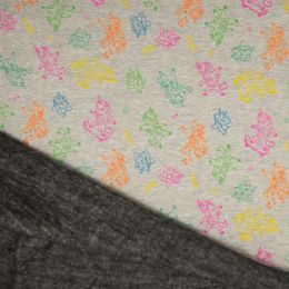 Luxury Sweatshirt Fabric | Melange Multi Colour Unicorns