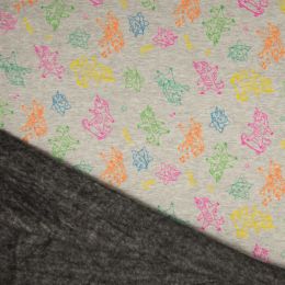 Luxury Sweatshirt Fabric | Melange Multi Colour Unicorns