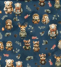 Luxury Sweatshirt Fabric | Cosy Critters Blue