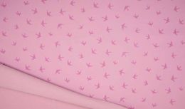 Magic Soft Shell Fleece Fabric | Birds Old Rose